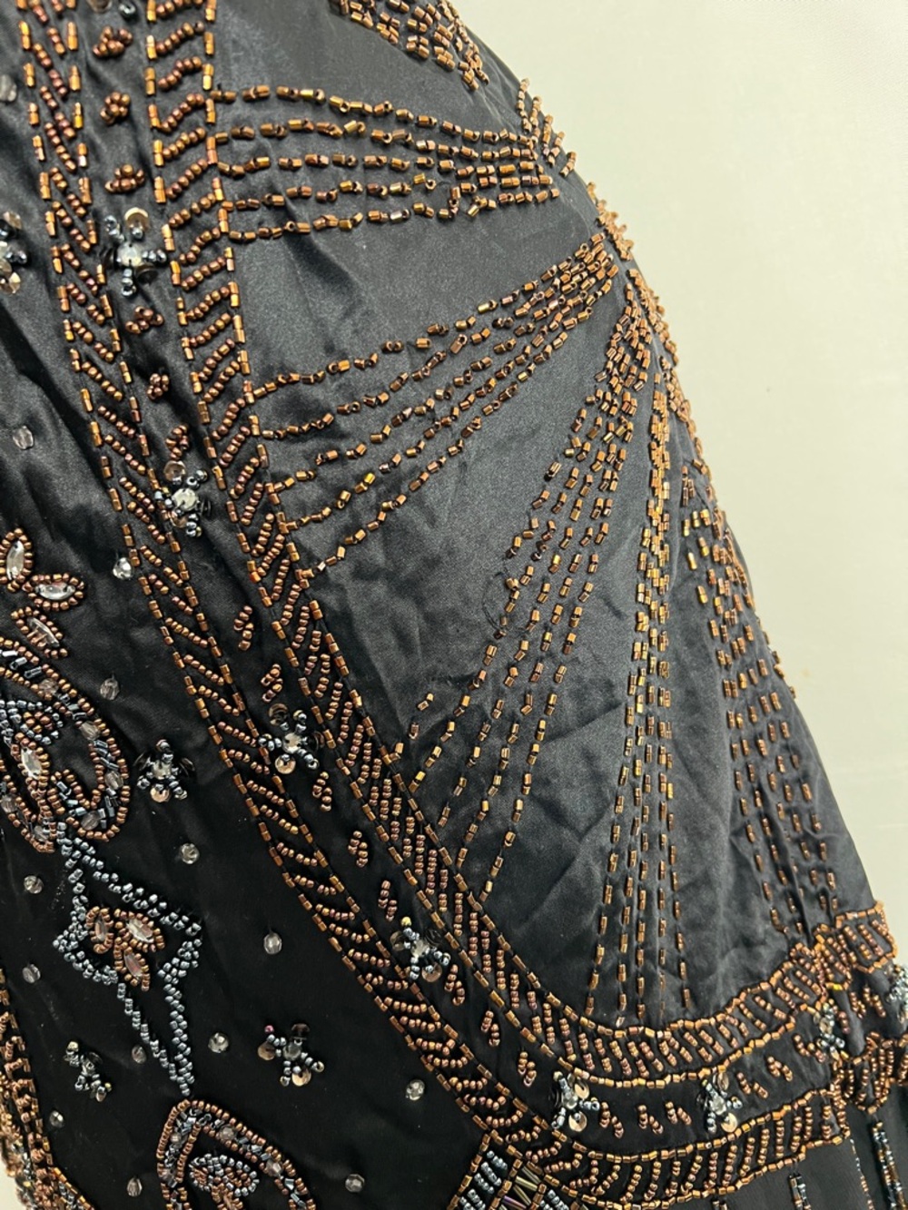 Sue Wong Black Beaded Evening dress with Bronze Accents - Picture 15 of 16